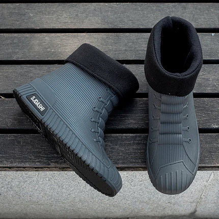 Versatile Casual Short-barreled Waterproof Shoes Men Women Lined With Fleece Warmth Anti-slip Wear-resistant Outdoors Rain Boots