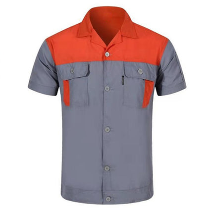 Men Women Short Sleeve Work Coat Workshop Shirts Motor Mechanic Uniform with Two-pocket T-shirts Man Workshop Overalls Top-KarWorkwear