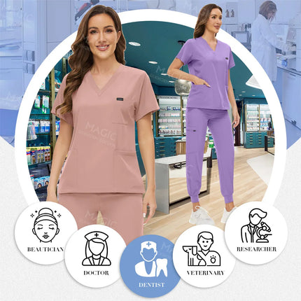 Tooth Check Doctor Workwear Hospital Medical Uniforms Unisex Pet Grooming Work Clothes Lab Uniform Jogger Suit Nurse Accessories-KarWorkwear