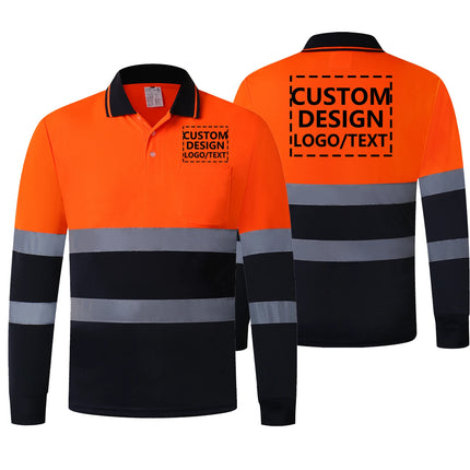 Custom Logo Safety Polo Shirt With Logo Orange Personalized High Visibility Reflective Shirt With Pockets Hi vis work shirt