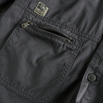 Heavy Industry Washed Male Workwear Military Shirt Jacket Fashion Men's Long Sleeve Shirt Handsome Trendy Versatile Loose Tops