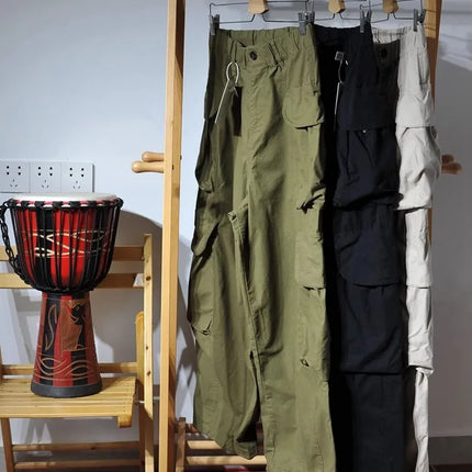 Heavyweight Wide Leg Workwear Trousers y Hong Kong Sle Multi-ket Loose Straight Casual ape Men's Pants