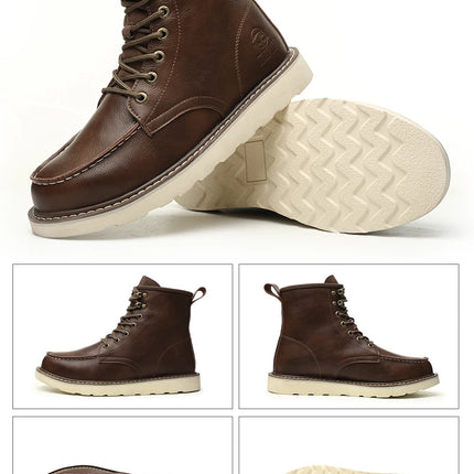 High quality leather boots Men Work Boots Waterproof Safety Shoes Men Autumn winter boots Steel toe shoes Puncture-Proof Boots