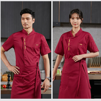 Cook Jacket Catering  Cooking White Shirt Restaurant Kitchen Chef T-shirt Baker Work Uniform Waiter Hotel Clothes Cafe Overalls-KarWorkwear