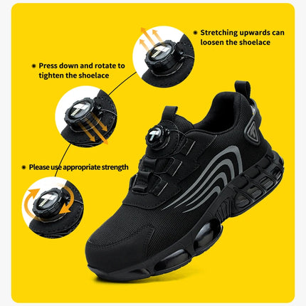 Rotary button new safety shoes for men, anti-impact and anti-piercing work shoes, fashionable men's sports shoes, and safety pro