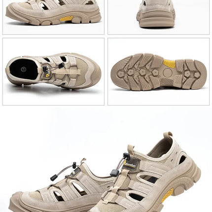 Safety Shoes Men Summer Breathable Work Sandals Men Anti-smash Anti-puncture Indestructible Shoes Work Sneakers Protective Shoes-KarWorkwear