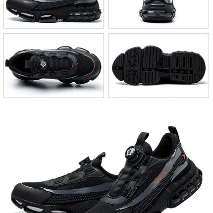 Rotating Button Men Safety Shoes Protective Sneakers Steel Toe Cap Anti-smash Work Shoes Fashion Indestructible Boots Security-KarWorkwear