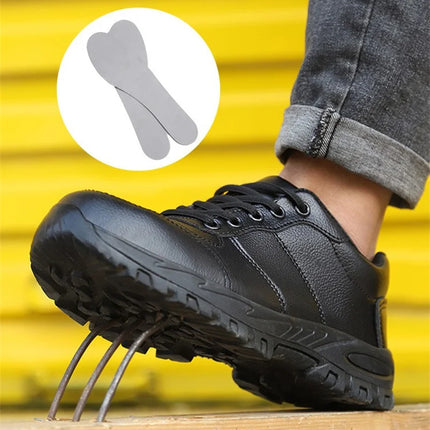 CHNMR New Water Proof Safety Shoes Men for Work Breathable Anti Smashing Sneaker For Men Blacke Leather Steel Toe Cap Sneakers-KarWorkwear