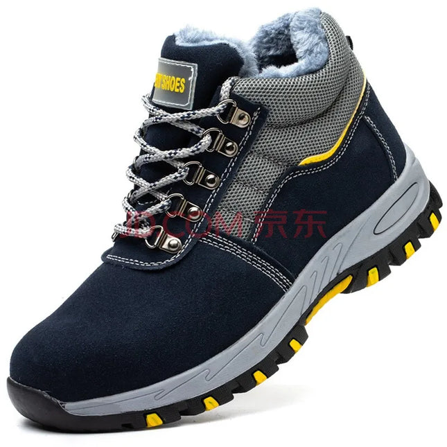 High Quality Winter Boots Men Steel Toe Cap Safety Boots Work Shoes Men Puncture-Proof Work Boots Plush Warm Safety Shoes male-KarWorkwear