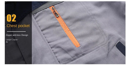 Mens Factory Work Shirt Uniform Long Sleeve Turn-Down Collar Workwear Motor Mechanic Repair Workshop Two-pocket T-shirts Tops-KarWorkwear