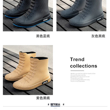 Versatile Casual Short-barreled Waterproof Shoes Men Women Lined With Fleece Warmth Anti-slip Wear-resistant Outdoors Rain Boots