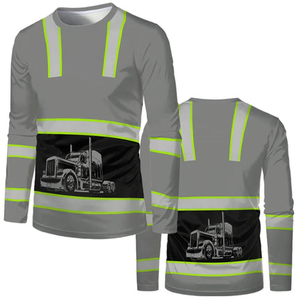 Construction worker workwear, classic loose round-neck T-shirt, long-sleeved shirt, comfortable breathable workwear
