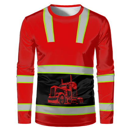 Construction worker workwear, classic loose round-neck T-shirt, long-sleeved shirt, comfortable breathable workwear