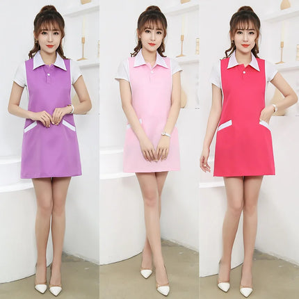 Women Salon Apron SPA Barber Shop Work Clothes Dress Hairdresser Beauty Salon Apron Manicure Shop Uniform Sleeveless Aprons-KarWorkwear