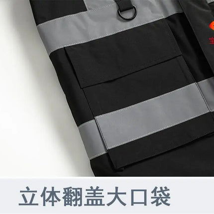 Winter Work Jacket Men, Waterproof Windproof Reflective Thermal Coat, Fleece Lined Abrasion Resistant Parka