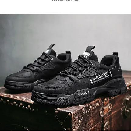 Men's Work Boots with PU Leather Are Versatile Trendy High-quality Comfortable and Feature A Retro Style with Round Toe