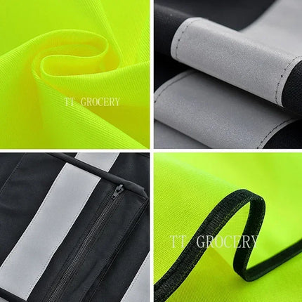 High Brightness Strip Safety protective clothing Breathable Workwear Multi Pocket Protective Clothing Safety For Night Running B