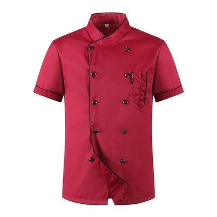 Chef Jacket Short  Sleeve  Cook Coat Barista Baker Work Uniform Waiter Restaurant Hotel Clothes-KarWorkwear