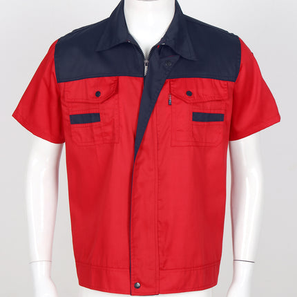 Men Women Short Sleeve Work Coat Workshop Shirts Motor Mechanic Uniform with Two-pocket T-shirts Man Workshop Overalls Top-KarWorkwear