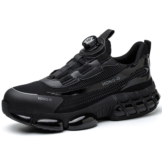 Rotating Button Men Safety Shoes Protective Sneakers Steel Toe Cap Anti-smash Work Shoes Fashion Indestructible Boots Security-KarWorkwear