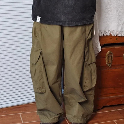 Heavyweight Wide Leg Workwear Trousers y Hong Kong Sle Multi-ket Loose Straight Casual ape Men's Pants
