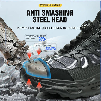 2025 Rotating button Safety Shoes Men Anti smashing Anti piercing Work Shoes Men Steel Toe shoes Non-slip Indestructible shoes