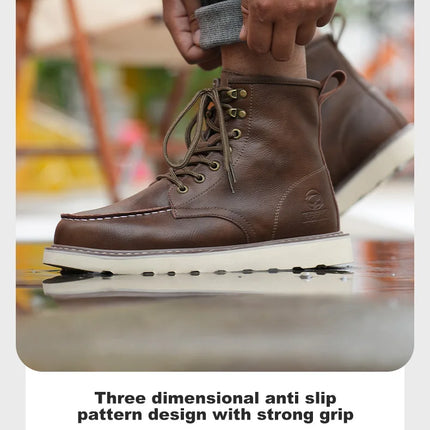 High quality leather boots Men Work Boots Waterproof Safety Shoes Men Autumn winter boots Steel toe shoes Puncture-Proof Boots