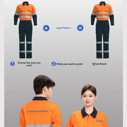 100% Cotton Work Coveralls Uniform Men Reflective Working Coveralls Welding Suits Car Repair Workshop Mechanic
