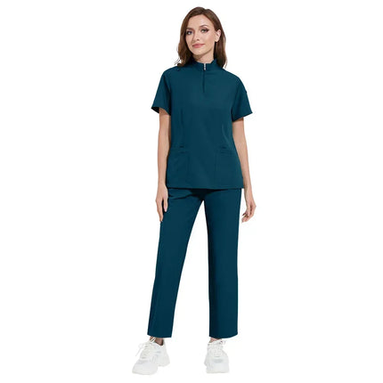 Hospital Doctor Nursing Uniform Women Wholesale Casual Short Sleeved V-neck Jogger Suits Nurse Pharmacy Working Medical Uniforms-KarWorkwear