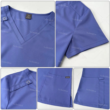 Medical Nurse Uniforms Summer Fashion Women Surgical Uniforms High-end Fabric Scrubs Clothes Nursing Workwear Elastic Tops Pants-KarWorkwear