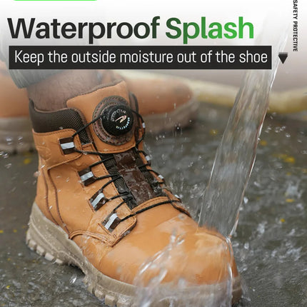 Waterproof Safety Boots Men Indestructible Steel Toe Work Boots Anti-smash Stab-resistant Safety Shoes Biker Botas Para Hombre