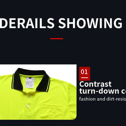 Security Reflective Shirts for Men Hi Viz Vis Shirt with Pocket Two Tone Workwear High Visibility Reflective Clothes