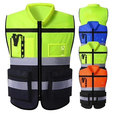 High Brightness Strip Safety protective clothing Breathable Workwear Multi Pocket Protective Clothing Safety For Night Running B