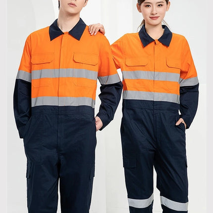 100% Cotton Work Coveralls Uniform Men Reflective Working Coveralls Welding Suits Car Repair Workshop Mechanic