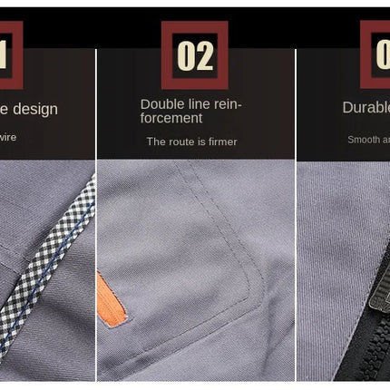 Mens Factory Work Shirt Uniform Long Sleeve Turn-Down Collar Workwear Motor Mechanic Repair Workshop Two-pocket T-shirts Tops-KarWorkwear