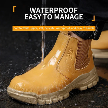 Waterproof Safety Wrok Boots For Men Steel Toe Cap Lightweight Indestructible Industry Chelsea Boots Puncture-Proof Footwear-KarWorkwear