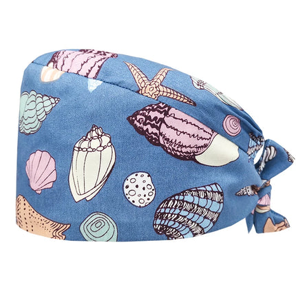 Clearance Pattern Scrub Cap Tie Back Working Hat 100% Cotton Washable Sweatband Beautician Dust Proof Scrub Caps-KarWorkwear
