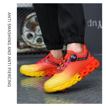 Fashion Rotating Button Men Work Safety Shoes Puncture-Proof Steel Toe Cap Sneakers Indestructible Protective Male Boots-KarWorkwear
