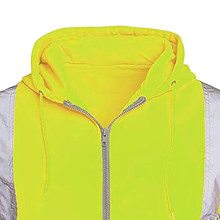 Men Reflective Stripe Hoodie Sweatshirt Long Sleeve Fitting Zipper Hooded Pullover Sanitation Workers Work Clothes Sweatshirt