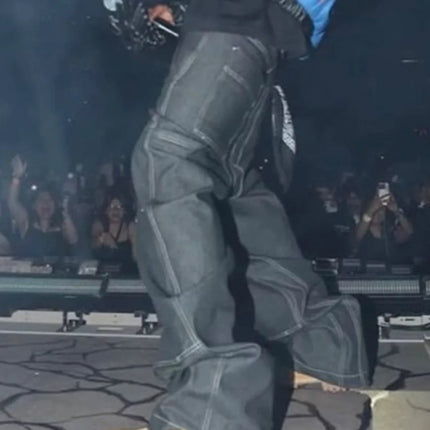 MIJKO Black Original Cow Jeans Wood Trousers Bright Line Design Comfortable Fit Workwear Casual Pants ZJ118