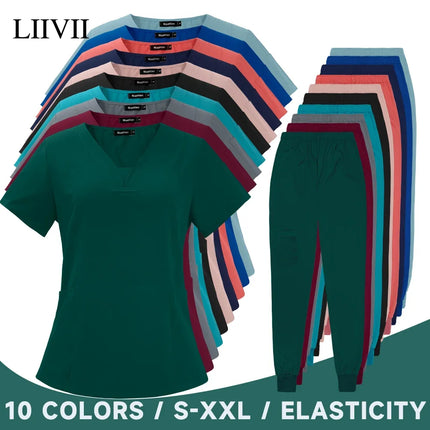 Wholesale Medical Service Scrubs Set Nurse Scrub Suit Hospital Doctor Work Clothes Surgical Uniform Multicolor Jogging Top Pants-KarWorkwear