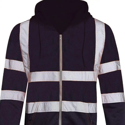 Reflective Hoodie Reflective Strip Men's Hoodie Coat with Drawstring Closure for Outdoor Work Safety Warm Cold-proof Overalls