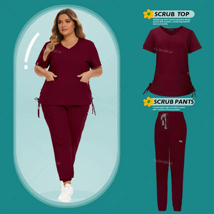 Nurse Uniform Medical Uniforms Nursing Scrubs Set Hospital Doctor Workwear Surgery Suit Spa Top Pants Clinical Dentist Work Wear-KarWorkwear