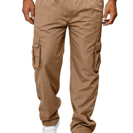 Men's Cargo Pants Sweatpants Outdoor Loose Straight Long Trousers Summer Casual Multi-Pocket Durable Workwear Male Trousers