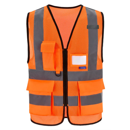 AYKRM High Visibility Reflective Vest  Safety Zip Pocket Hi Viz Security Waistcoats Multi Customized Logo Construction