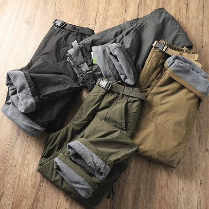 Outdoor Workwear Pants Men's Loose Fce Lined Thi Soft ell Hiking Pants Windproof Waterproof Polyester Fiber Straight Leg