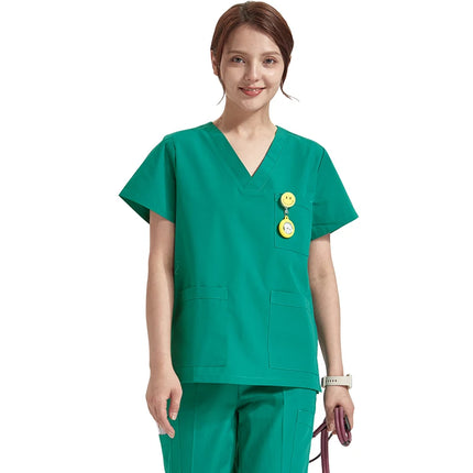 Ultra Light Scrub Set Medical Nurse Uniform for Women Men Hospital Doctor Workwear Poplin Fabric Veterinary Surgical Outfit 8020-KarWorkwear