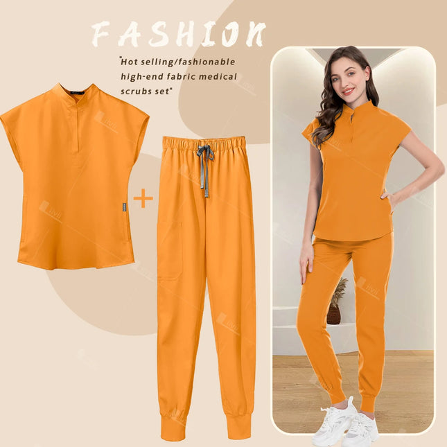 Nurse Uniform 13 Colors Medical Scrubs Suit Hospital Work Set Surgery Uniform Spa Beauty Work Clothes Clinical Dentist Top Pants-KarWorkwear