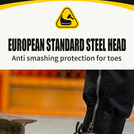 Men's Steel Head Safety Shoes Puncture And Smash Resistant Lightweight Sole Breathable Upper for Outdoor Workshop Work Shoes