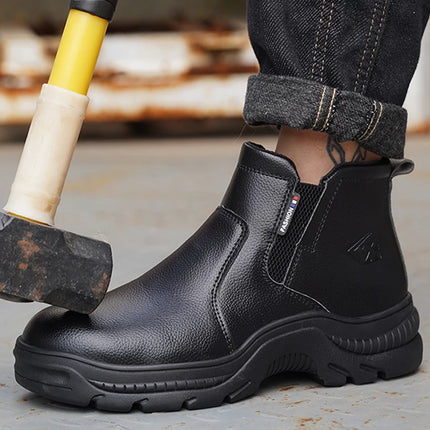2023 Quality Leather Boots Men Safety Shoes Waterproof Work Boots Safety Steel Toe Shoes Men Puncture-Proof Indestructible Shoes-KarWorkwear